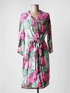 Sandwich Pink Abstract Print Midi Cotton Dress With Belt Size Small/38